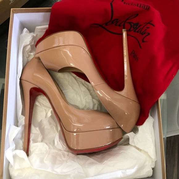 Christian Louboutin Shoes - Christian Louboutin Lady Peep Patent Nude
